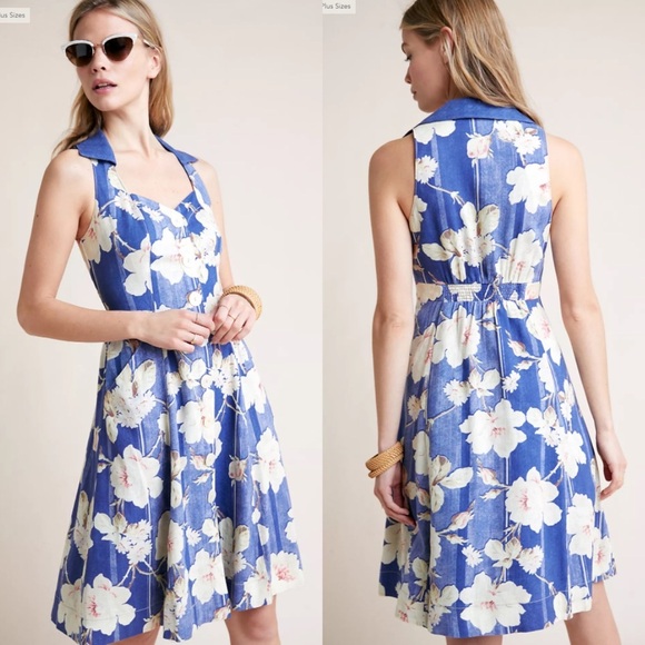 L47. Anthropologie Camellia Collared Dress - Picture 1 of 6
